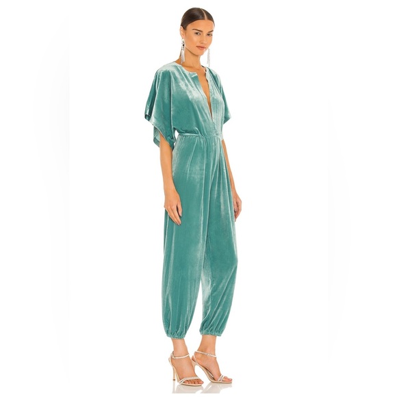 Norma Kamali Pants - NWT Norma Kamali velvet jumpsuit in sea green, size S
